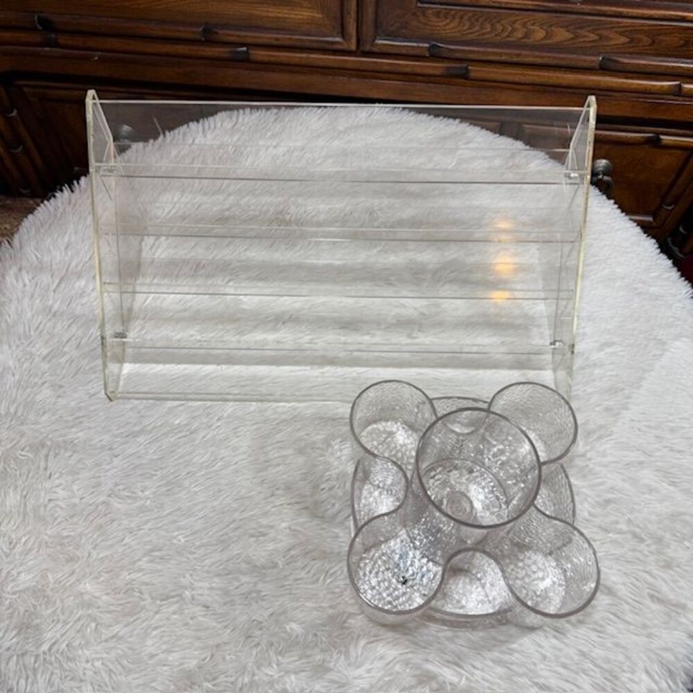 Acrylic 5 Tier 72 Bottle Nail Polish Organizer + 9 Section Spin Brush Caddy Set - Picture 10 of 15